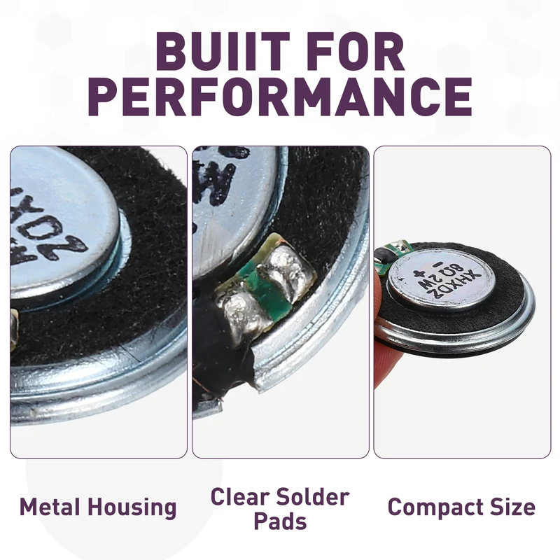 5Pcs 8 Ohm 2W 28mm Dia Round Micro Speaker Iron Shell Black