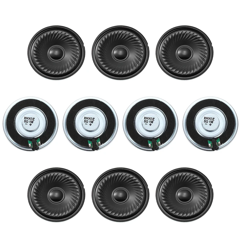 10Pcs 8 Ohm 1W 50mm Dia Round Micro Speaker Iron Shell Black