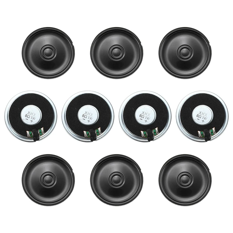 10Pcs 8 Ohm 1W 45mm Dia Round Micro Speaker Iron Shell Black