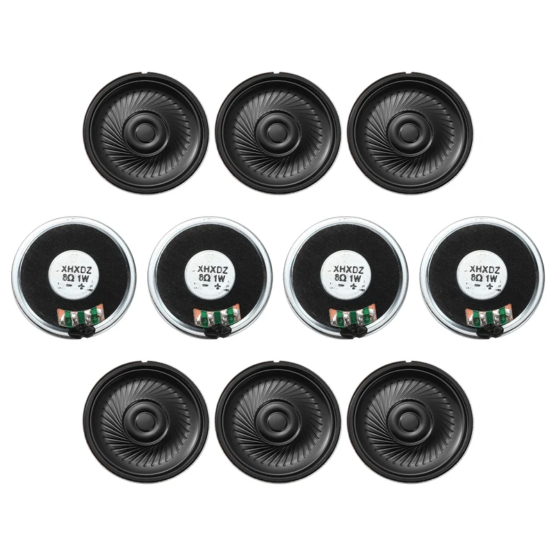 10Pcs 8 Ohm 1W 40mm Dia Round Micro Speaker Iron Shell Black