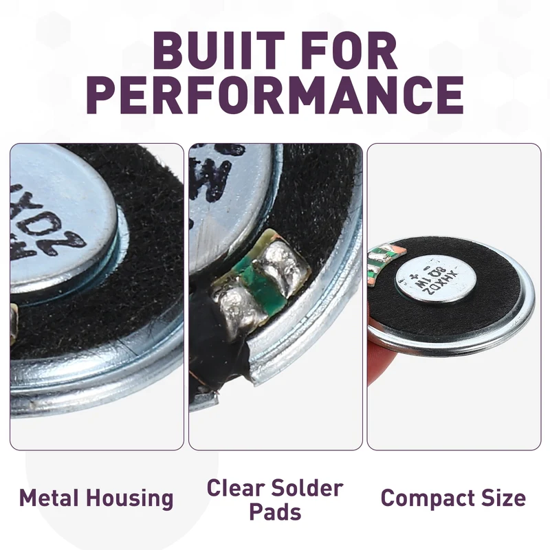5Pcs 8 Ohm 1W 40mm Dia Round Micro Speaker Iron Shell Black