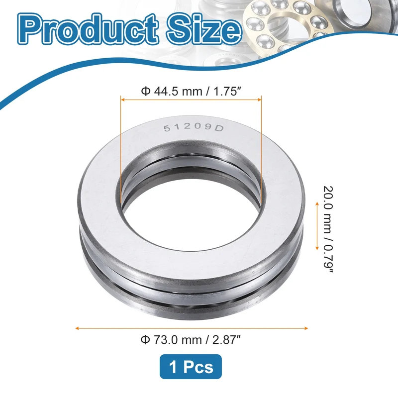 51209D Thrust Ball Bearing, Axial Ball Bearing 44.5x73x20mm