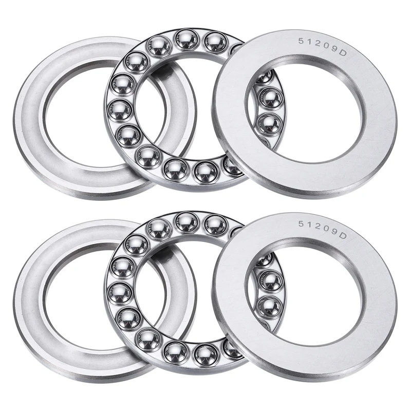 51209D Thrust Ball Bearing, Axial Ball Bearing 44.5x73x20mm 2Pcs