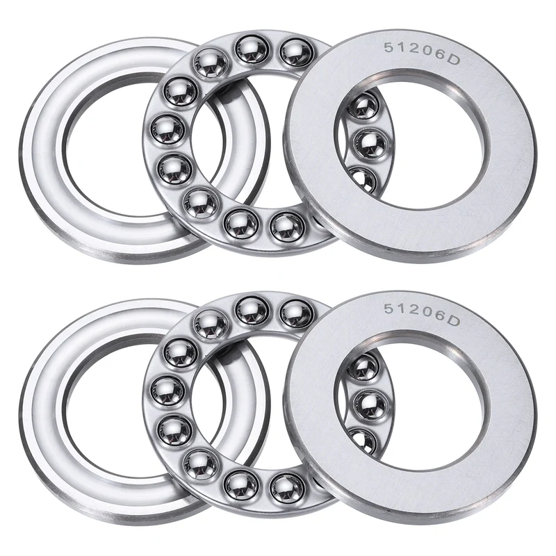 51206D Thrust Ball Bearing, Axial Ball Bearing 30x52x16mm 2Pcs