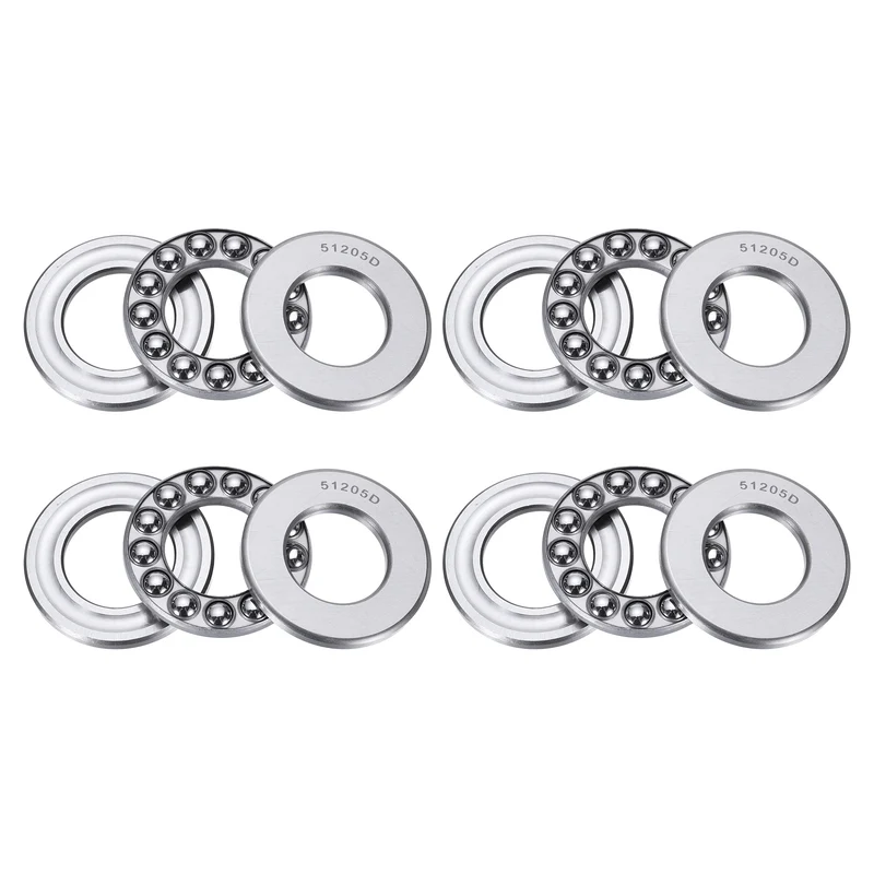 51205D Thrust Ball Bearing, Axial Ball Bearing 25x47x15mm 4Pcs