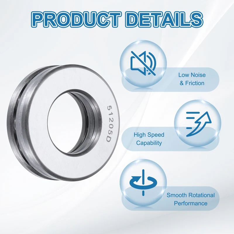 51205D Thrust Ball Bearing, Axial Ball Bearing 25x47x15mm 4Pcs