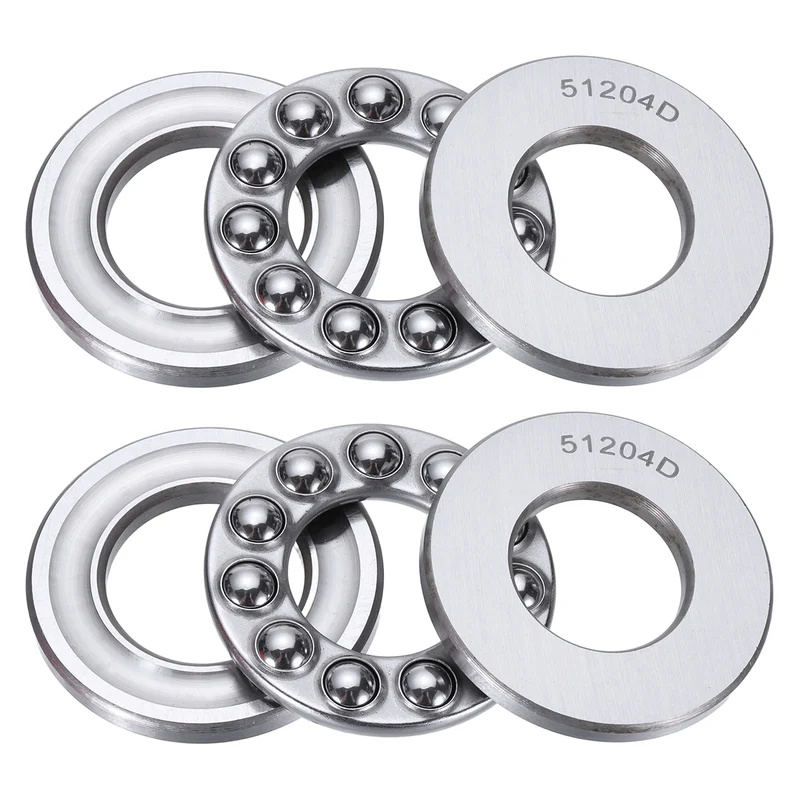 51204D Thrust Ball Bearing, Axial Ball Bearing 19.5x40x14mm 2Pcs