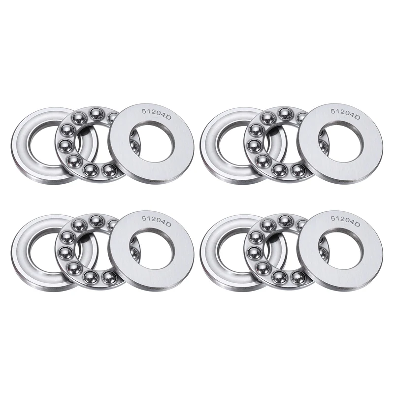 51204D Thrust Ball Bearing, Axial Ball Bearing 19.5x39.5x14mm 4Pcs