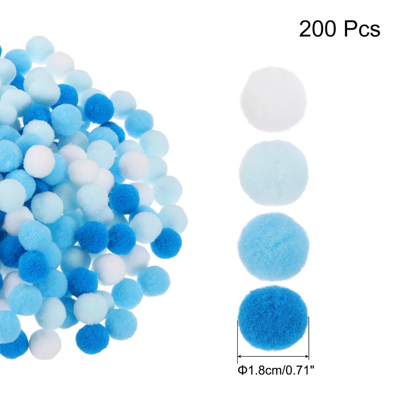 Pom Felt Balls Fabric 1.8cm 18mm Blue White for Craft Project DIY 200 Pcs