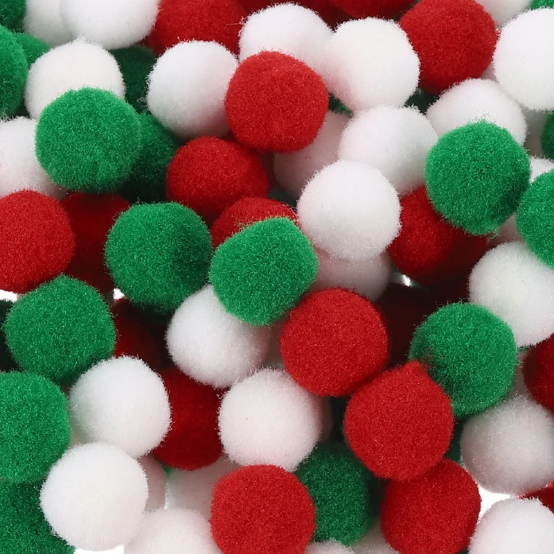Pom Felt Balls Fabric 1.3cm 13mm Red Green White for Craft Project DIY 300 Pcs