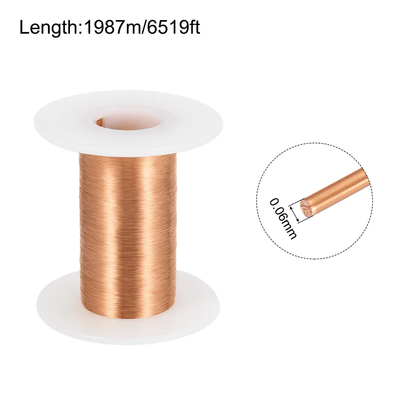 0.06mm Magnet Wire 6519ft Enameled Magnet Winding Copper Wire 50g,Brown