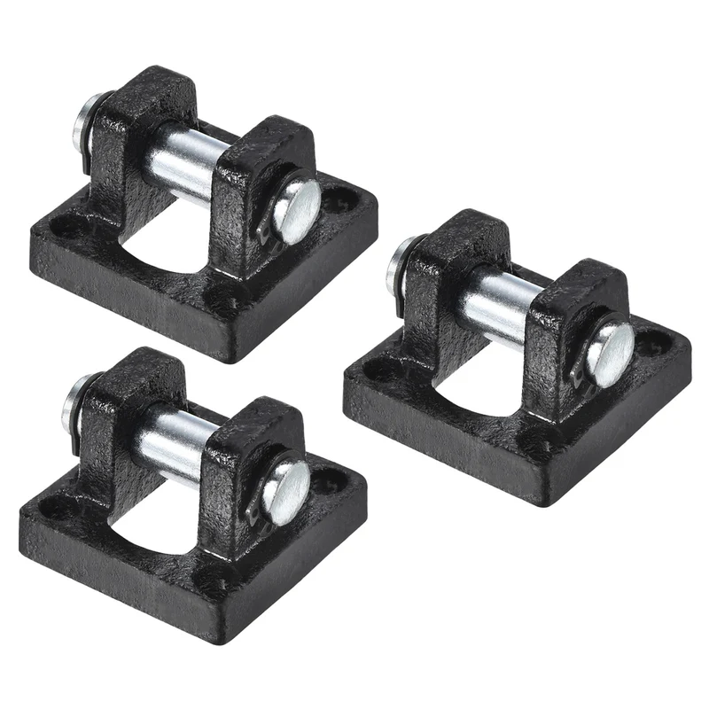Pneumatic Air Cylinder Rod Pivot Clevis 3 Pack Mounting Bracket Rear Mount Part, Black