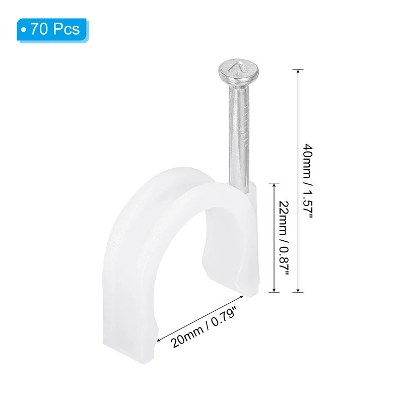 70Pcs 3/4 Inch Half Clamp J-Hook with Nail Pex Pipe Fixture, White, 20mm