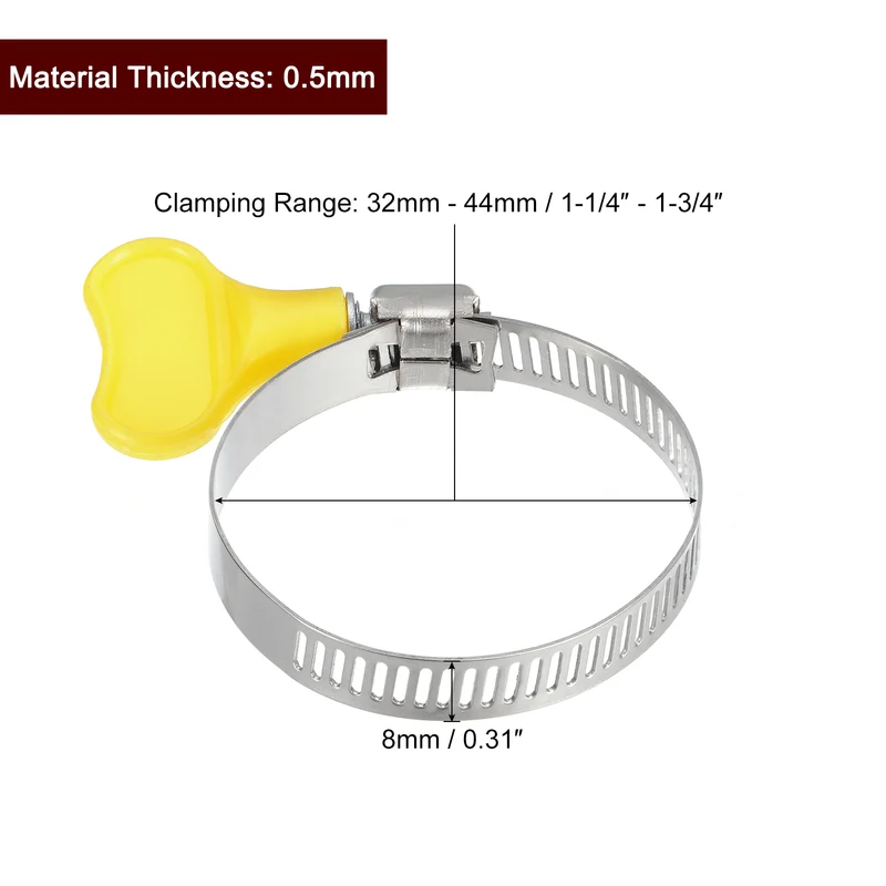 Worm Gear Hose Clamp 12pcs 1 1/4"-1 3/4" Key Type Adjustable Clamp