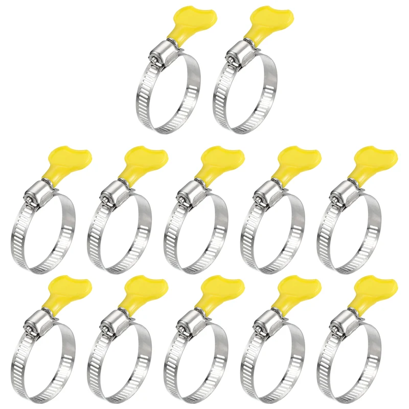 Worm Gear Hose Clamp 12pcs 1"-1 1/2" Key Type Adjustable Stainless Steel Clamp
