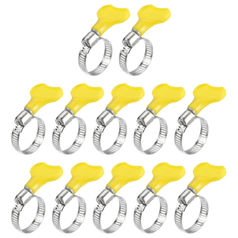 Worm Gear Hose Clamp 12pcs 3/4"-1 1/8" Key Type Adjustable Stainless Steel Clamp