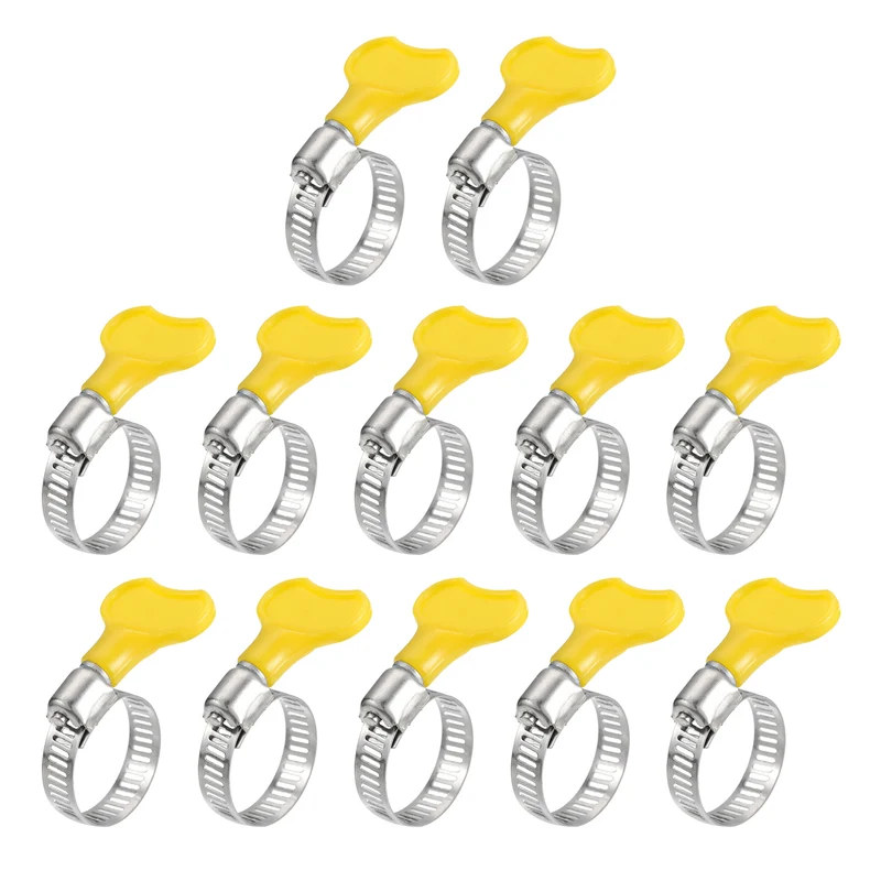 Worm Gear Hose Clamp 12pcs 5/8"-1" Key Type Adjustable Stainless Steel Clamp
