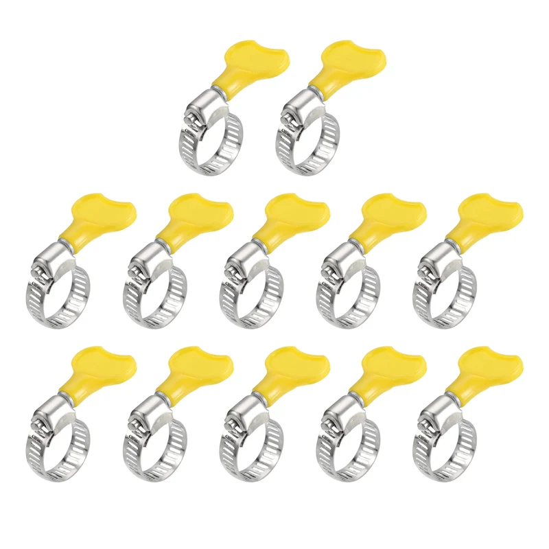 Worm Gear Hose Clamp 12pcs 1/2"-3/4" Key Type Adjustable Stainless Steel Clamp