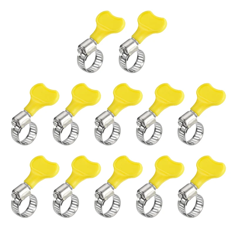 Worm Gear Hose Clamp 12pcs 3/8"-5/8" Key Type Adjustable Stainless Steel Clamp
