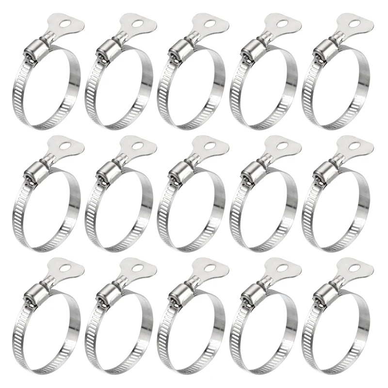 Worm Gear Hose Clamp 15pcs 1 1/4"-1 3/4" Key Type Adjustable Clamp