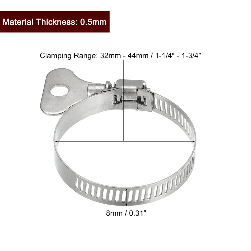 Worm Gear Hose Clamp 15pcs 1 1/4"-1 3/4" Key Type Adjustable Clamp