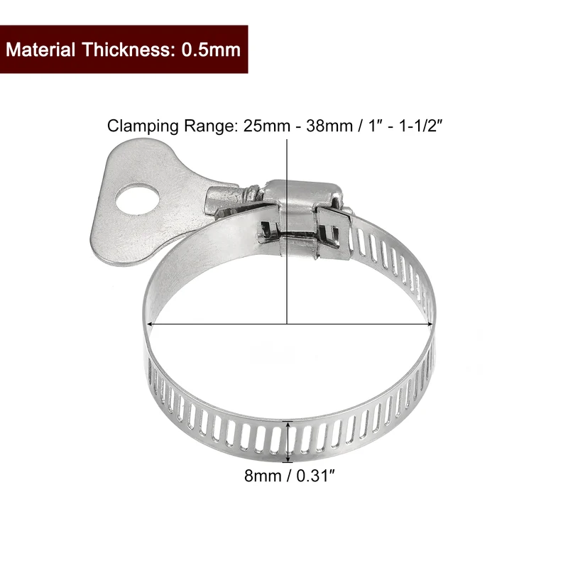 Worm Gear Hose Clamp 15pcs 1"-1 1/2" Key Type Adjustable Stainless Steel Clamp