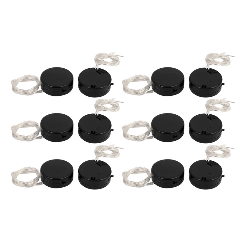2 x 3V Coin Cell Button Battery Holder Case Storage w Switch Black 12pcs