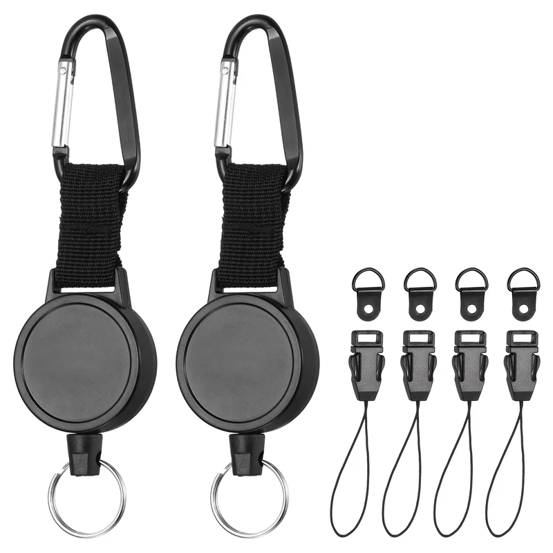 2Set Microphone Retractable Holder 0.04"×24.8" Steel Cable Black, for Drivers