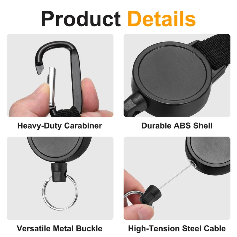 2Set Microphone Retractable Holder 0.04"×24.8" Steel Cable Black, for Drivers