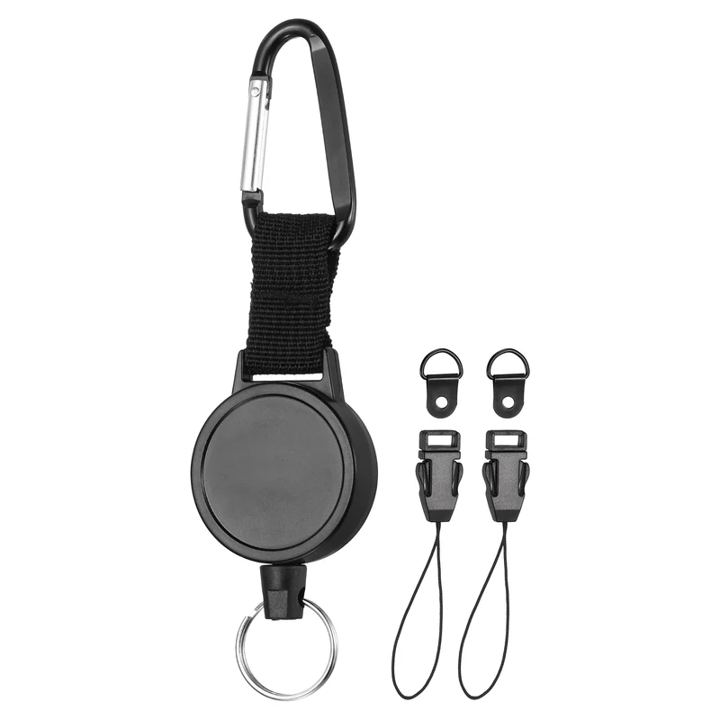 1Set Microphone Retractable Holder 0.04"×24.8" Steel Cable Black, for Drivers