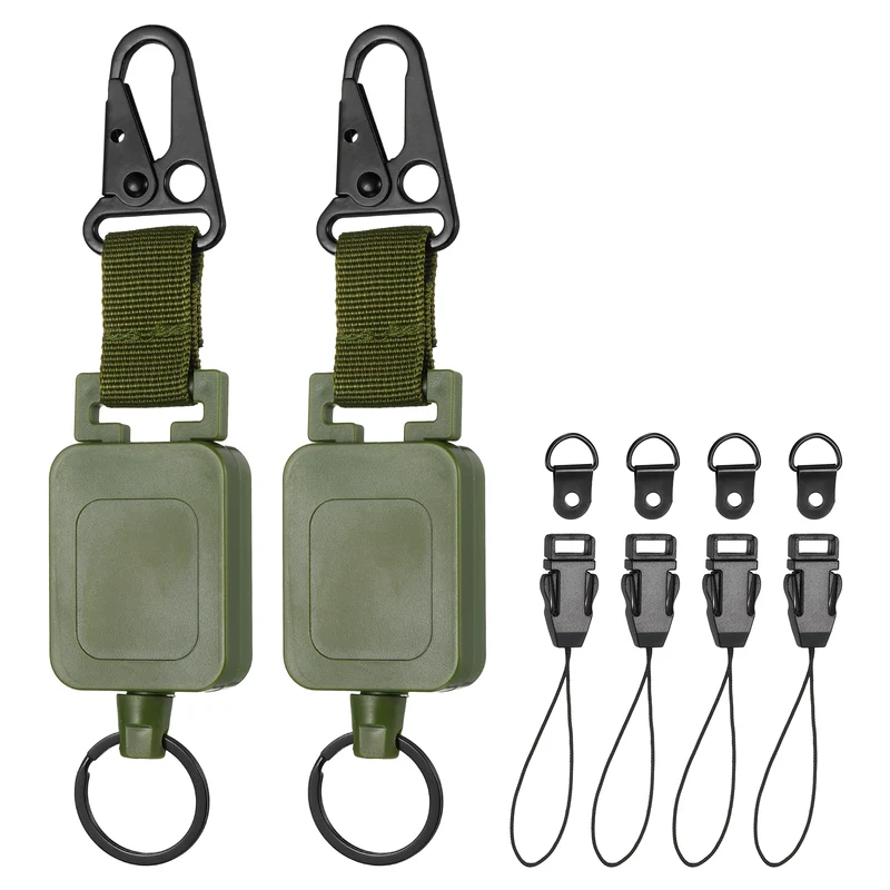 2Set Microphone Retractable Holder 0.03"×24" Steel Cable Army Green, for Drivers