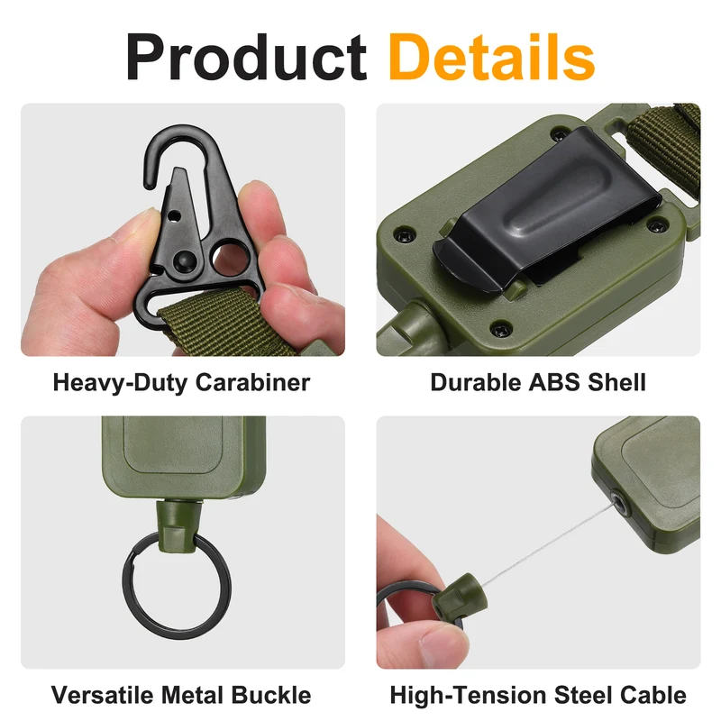2Set Microphone Retractable Holder 0.03"×24" Steel Cable Army Green, for Drivers