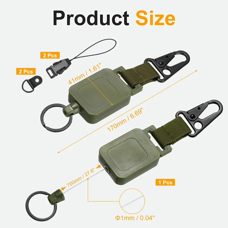 1Set Microphone Retractable Holder 0.03"×24" Steel Cable Army Green, for Drivers