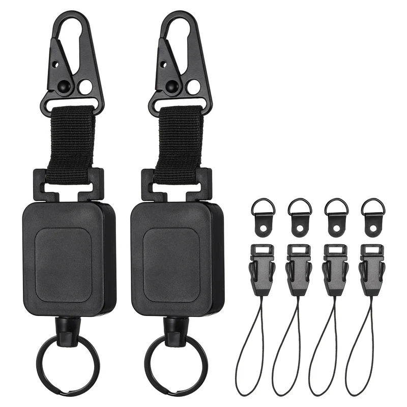 2Set Microphone Retractable Holder 0.04"×27.6" Steel Cable Black, for Drivers