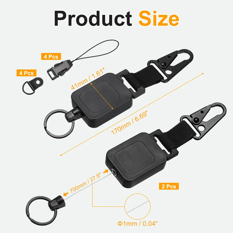 2Set Microphone Retractable Holder 0.04"×27.6" Steel Cable Black, for Drivers
