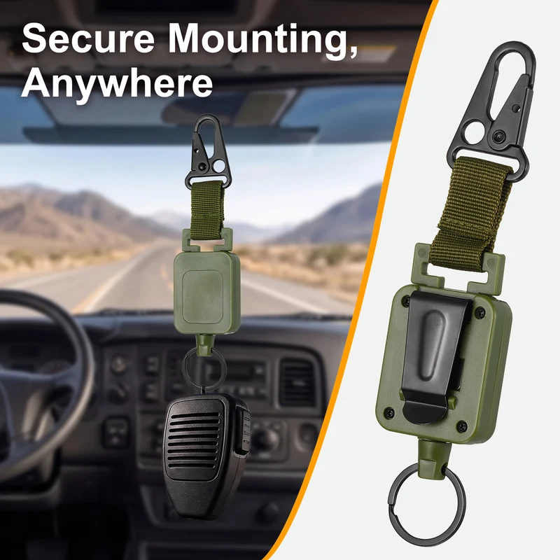 2Pcs Microphone Retractable Holder 0.03"×24" Steel Cable Army Green, for Drivers