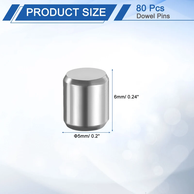 80 Pcs 5 mm x 6 mm Dowel Pins 316L Stainless Steel Shelf Support Peg Pin