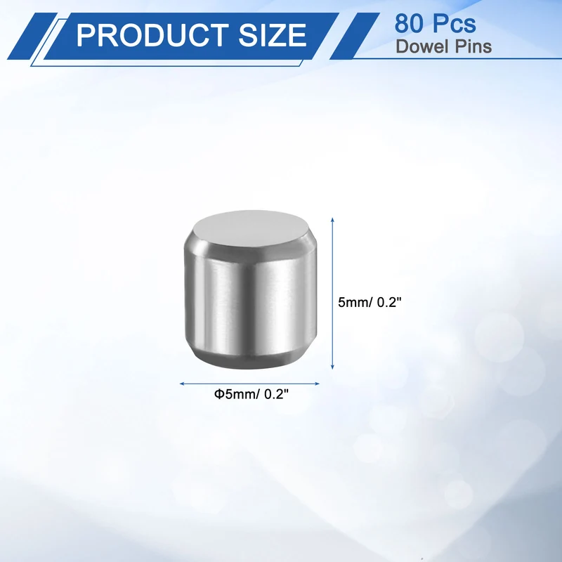 80 Pcs 5 mm x 5 mm Dowel Pins 316L Stainless Steel Shelf Support Peg Pin