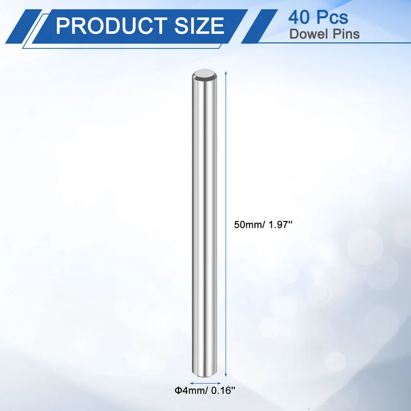40 Pcs 4 mm x 50 mm Dowel Pins 316L Stainless Steel Shelf Support Peg Pin