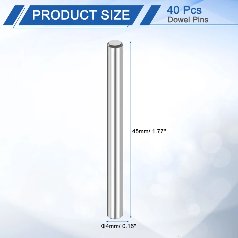40 Pcs 4 mm x 45 mm Dowel Pins 316L Stainless Steel Shelf Support Peg Pin