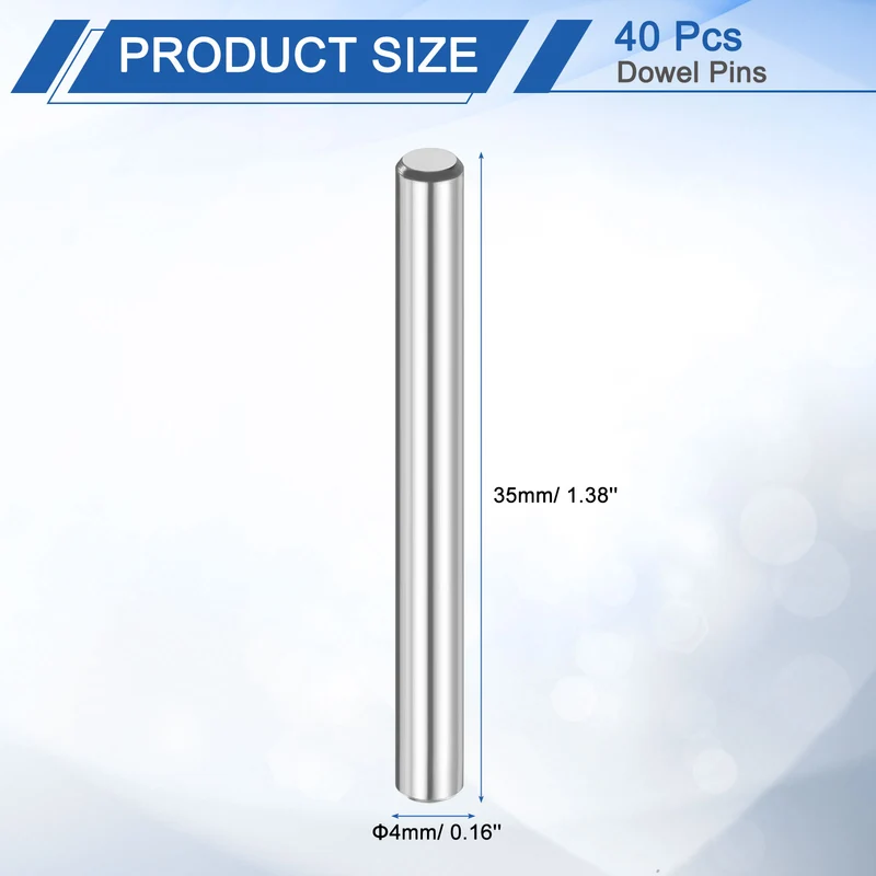 40 Pcs 4 mm x 35 mm Dowel Pins 316L Stainless Steel Shelf Support Peg Pin