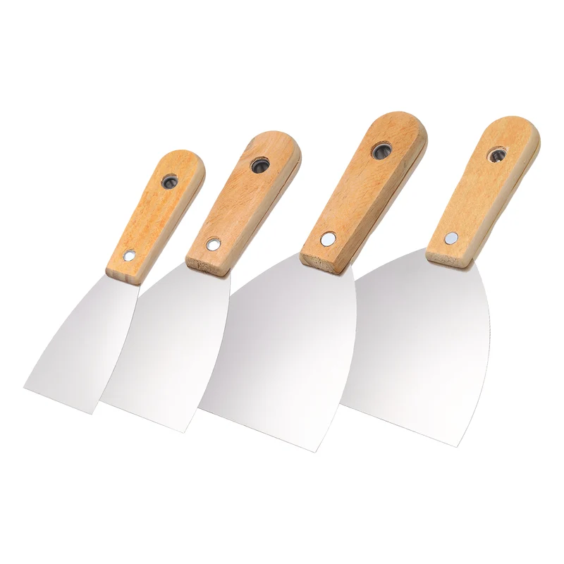 4Pcs 2"/3"/4"/5" Putty Knife with Wooden Handle Stainless Steel Taping Knife