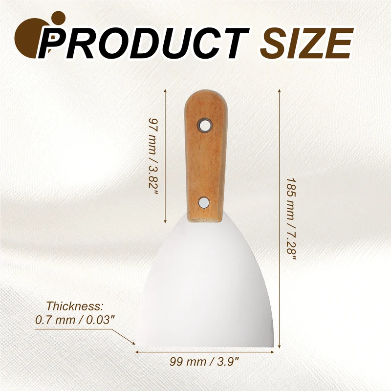 3Pcs 4" Putty Knife Wooden Handle Stainless Steel Taping Knife, Yellow(99mm)