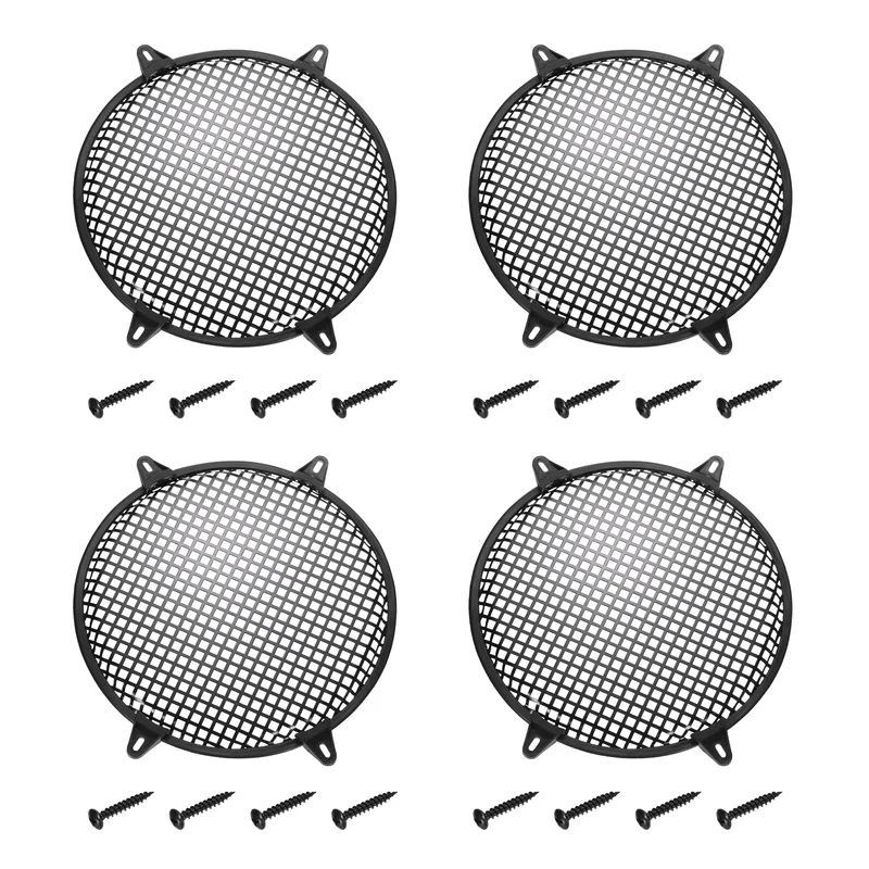4 Pcs 12Inch Speaker Grill Cover Iron Subwoofer Protector Square Grille Black