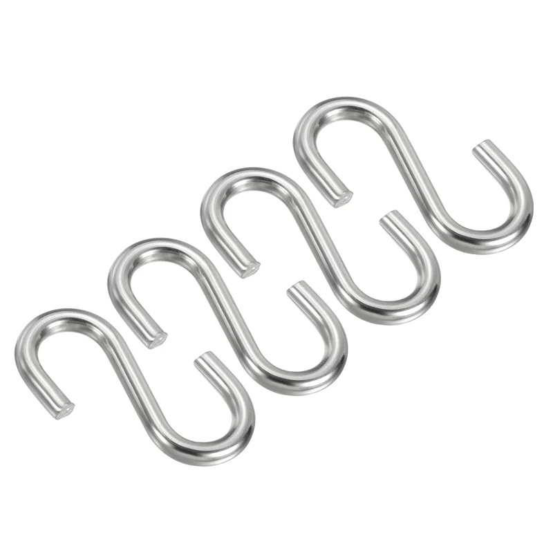 4 Pack S Hooks 3.4 Inch for Hanging Hammock Stand Swing Silver Tone