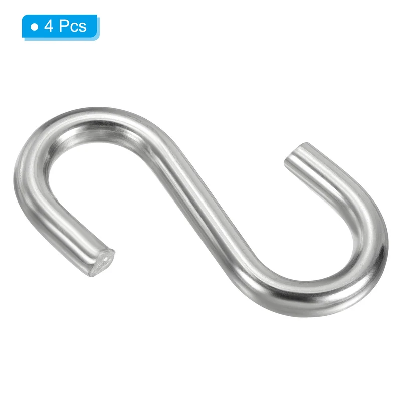 4 Pack S Hooks 3.4 Inch for Hanging Hammock Stand Swing Silver Tone