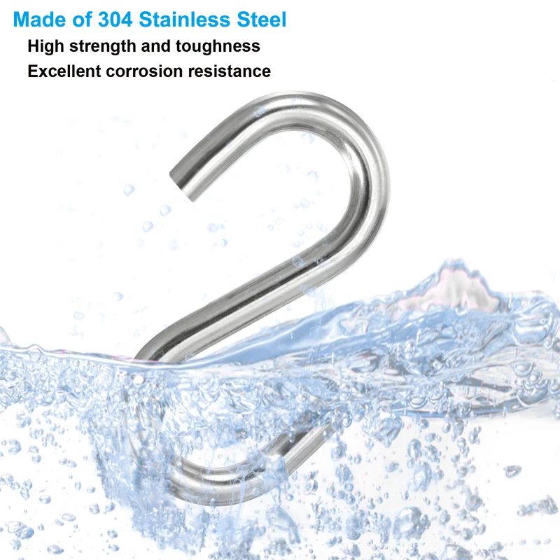 4 Pack S Hooks 3.4 Inch for Hanging Hammock Stand Swing Silver Tone