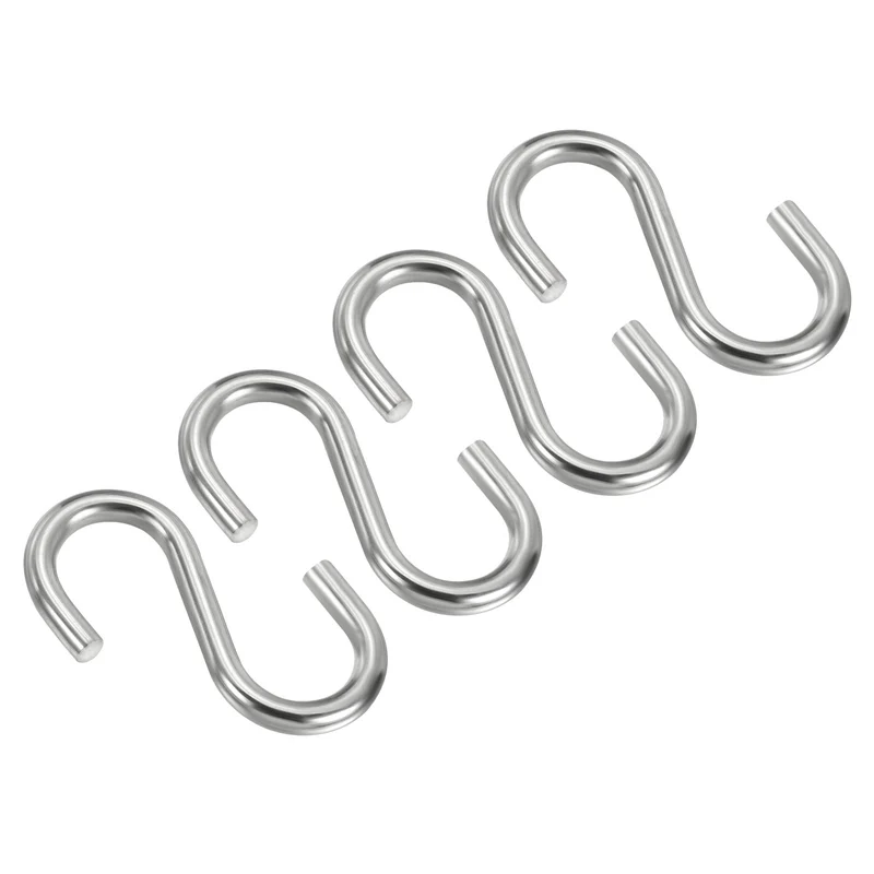 4 Pack S Hooks 2.6 Inch for Hanging Hammock Stand Swing Silver Tone