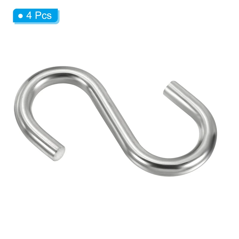 4 Pack S Hooks 2.6 Inch for Hanging Hammock Stand Swing Silver Tone