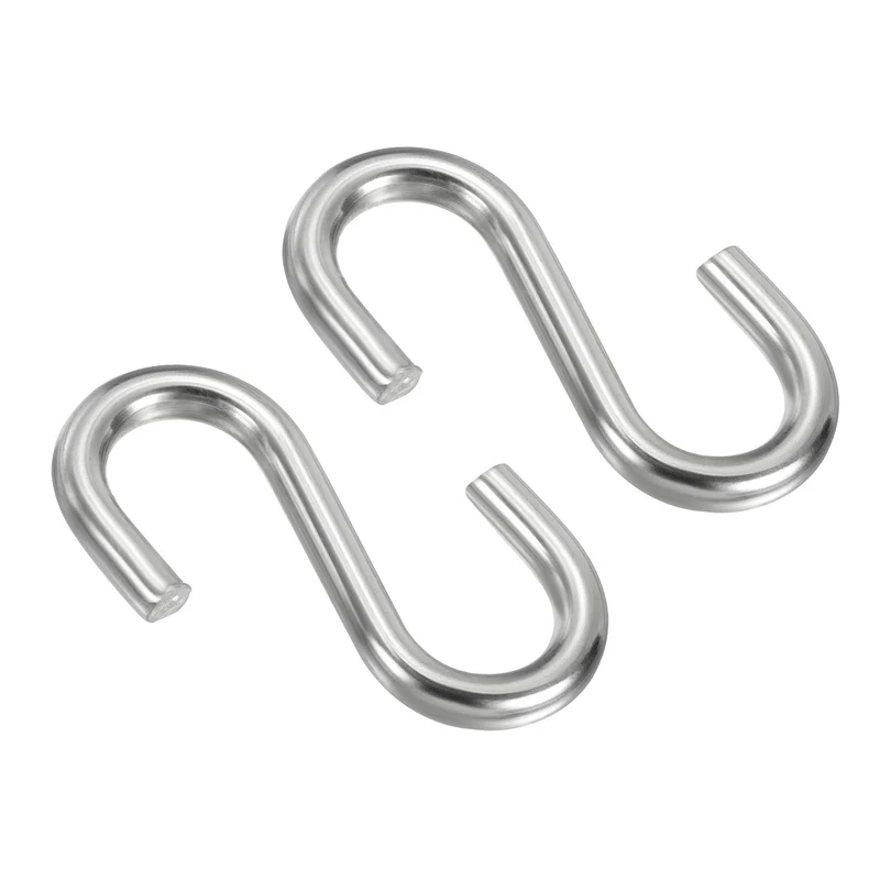 2 Pack S Hooks 3.2 Inch for Hanging Hammock Stand Swing Silver Tone